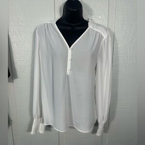 Calvin Klein Chiffon White Long Sleeve Blouse Size Small NWOT